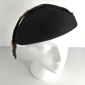 Vintage Glenover Retro 60s Cabaret Glam Chic Single Feather Lady Velour Hat